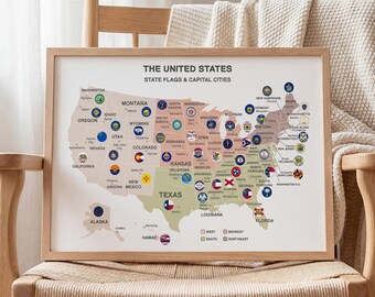 United States Map: Emblem Country Flags, Classroom Decor