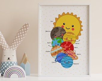 Solar System Selfie Poster: Educational Space Print (Digital Download)