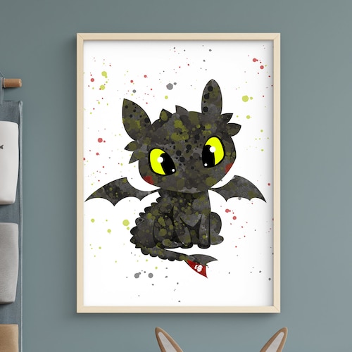 How to Train Your Dragon Art Print HTTYD Toothless Night Fury Etsy