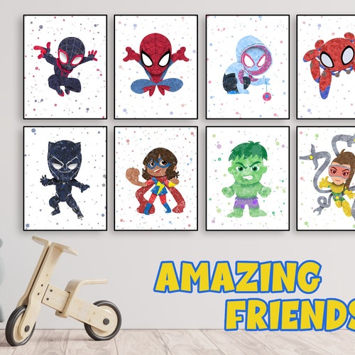 Superhero Prints Bedroom Decor 8 Set Superhero Prints Etsy