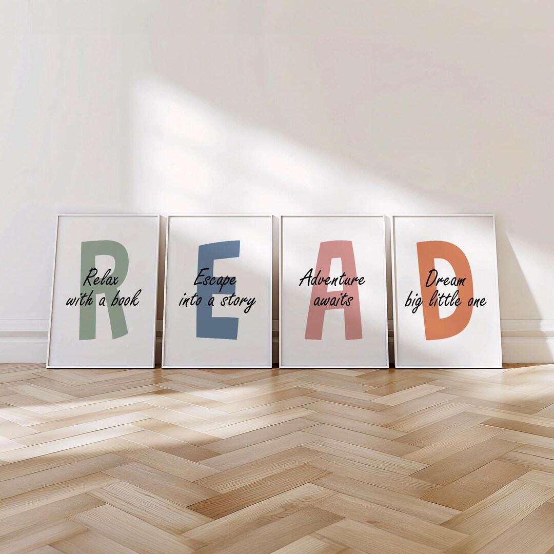READ Wall Art – Motivational Posters for Kids’ Reading Nook or ...