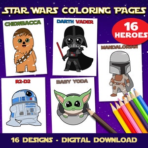 Star Wars Coloring Pages - Coloring Pages Printable - Birthday Star Wars - Party Favors - Activity Book - Printable coloring pages for kids