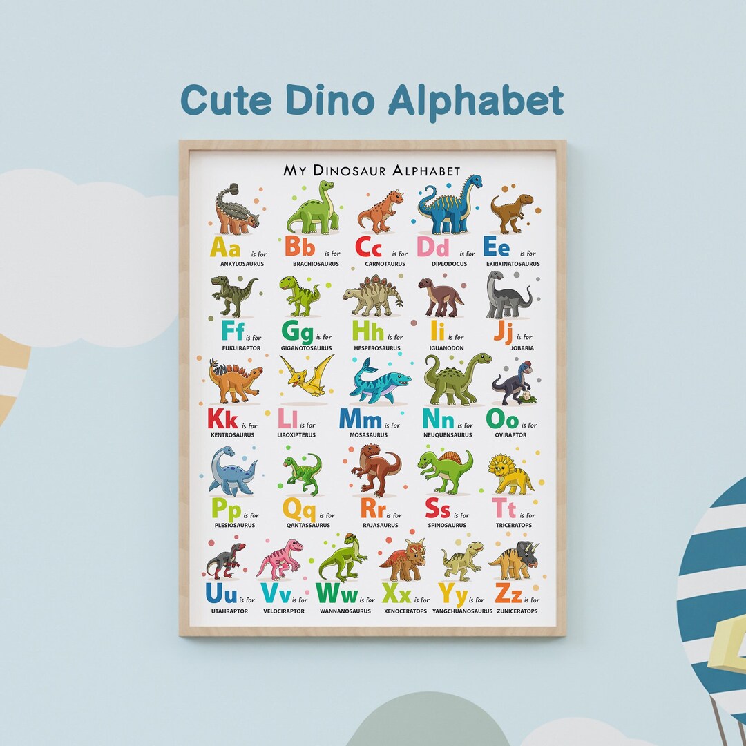 Dinosaur ABC Poster Engaging Alphabet Educational Poster for Etsy