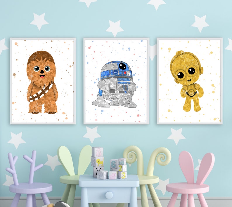 Star Wars Poster 8 Set Star Wars Nursery Star Wars Wall Art Etsy