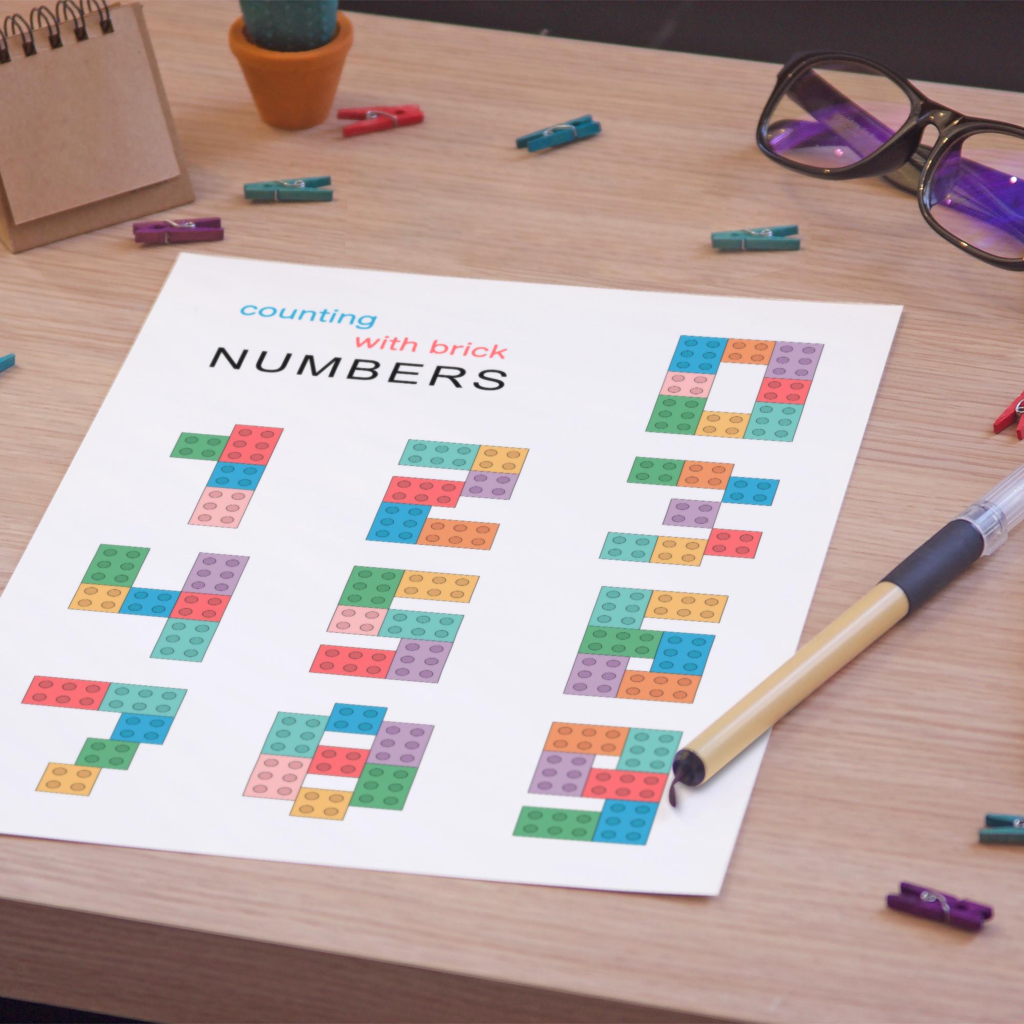 Numbers Poster: Toy Brick Design, Montessori Classroom Decor (digital ...