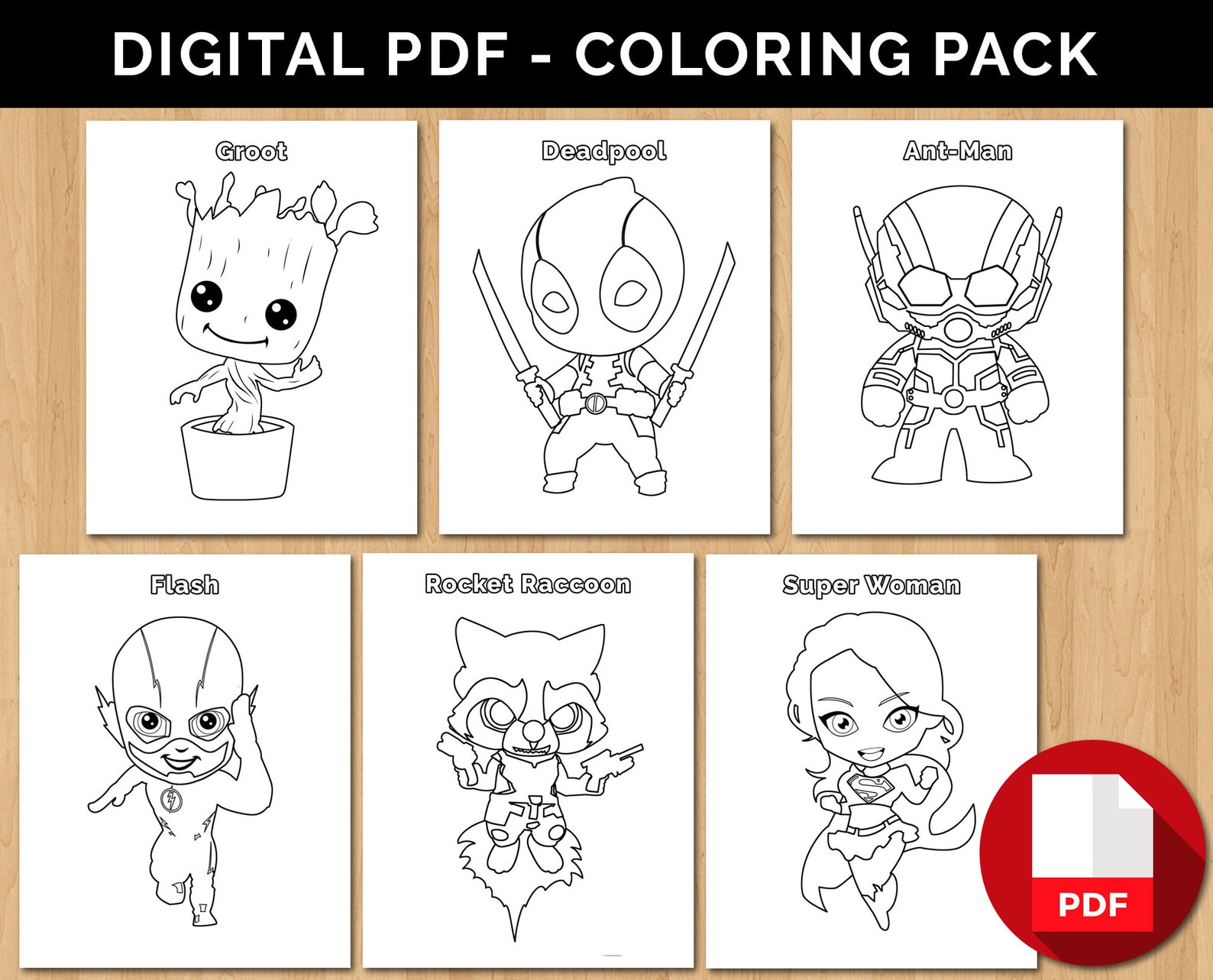 Color Superheroes Marvel Kids Avengers Coloring Pages Cute | Etsy