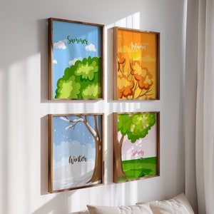 Four Seasons Educational Poster, Printable Wall art, Learning Home School,Preschool Poster,Homeschool Print,Watercolor nusery decor