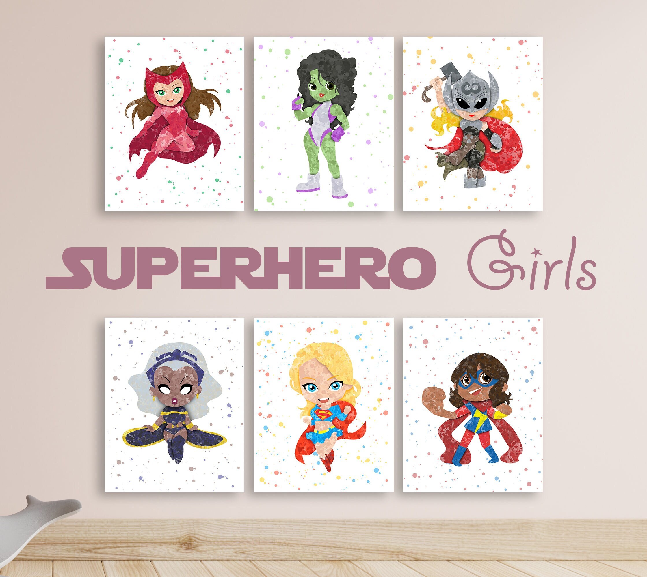 Christian Superhero Nursery Decor Art Set of 4 Prints - Supergirl, Bat –  Pixie Paper Store