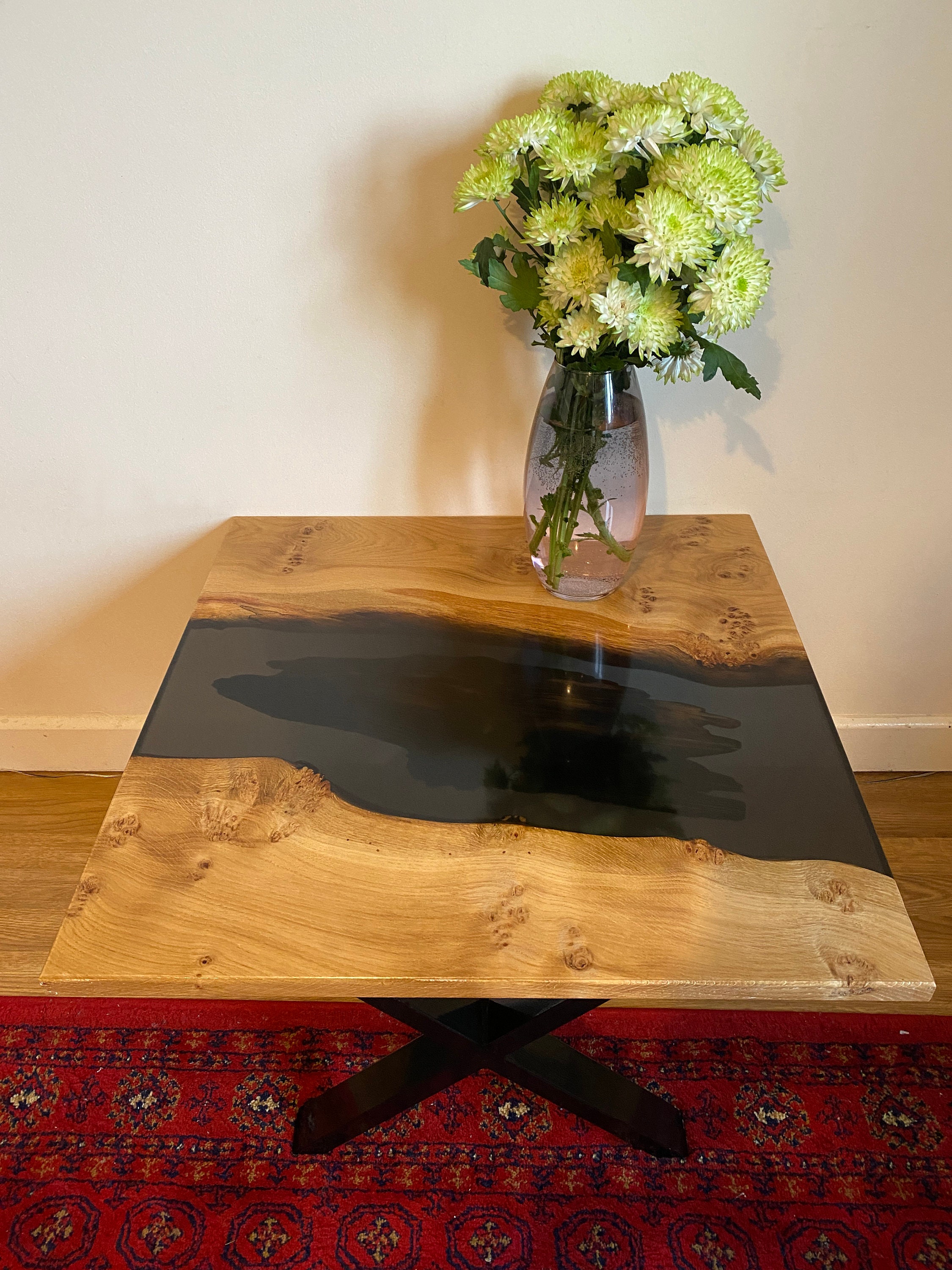Wood Resin Coffee Table Oak coffee table Resin River Click Etsy
