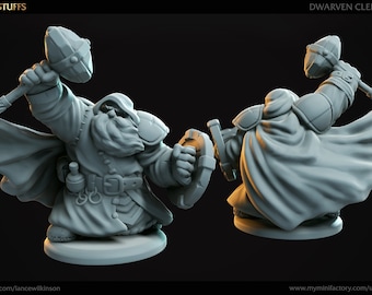 Miniatura del chierico nano da 32 mm: figura da tavolo per giochi di ruolo D&D