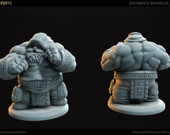 Miniatura del combattente nano: figura da tavolo da 32 mm per giochi di ruolo e D&D