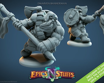 Miniatura del Nano Stendardo: scala 32 mm per giochi di ruolo, D&D