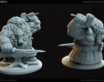 DWARVEN BLACKSMITH - 32mm schaal met basis tafelblad miniatuur Rpg dnd kerkers en draken