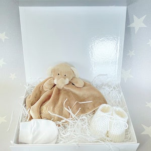 WELCOME BABY GIFT, Neutral Baby Gift, Baby Shower Gift, Baby Gift Box, Baby Hamper, Baby Elephant Comforter, Unique Baby Gifts, Handmade