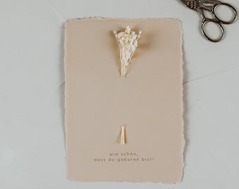 Carte de voeux d'anniversaire I papier fait main I avec fleurs séchées