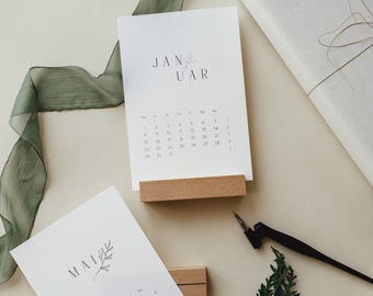 Minimalist desk calendar 2024 I fine paper I desk calendar cards