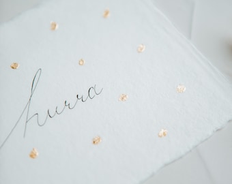 Carte 'hourra' I anniversaire I mariage I naissance I baptême I papier fait main I finition dorée