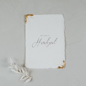 Tarjeta de felicitación de boda I Flores secas I Flores secas I Papel hecho a mano I Acabado dorado