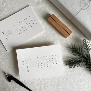 Minimalistischer Tischkalender 2025 I Feinpapier I Tischkalenderkarten