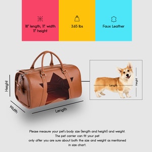 TouristPet Deluxe Leather Pet Carrier Bag, Airline Approved Special Designed Red Color 11x11x18 sized, Pet Carrier For Dog and Cat image 7