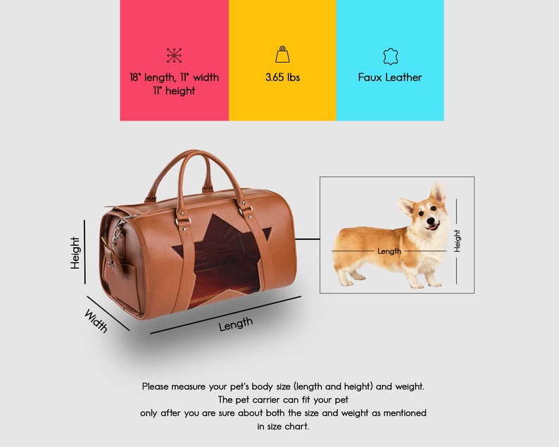 TouristPet Deluxe Leather Pet Carrier Bag, Airline Approved Special Designed Red Color 11x11x18 sized, Pet Carrier For Dog and Cat image 7