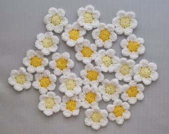 White flower crochet appliques with 6 Petals (set of 12)