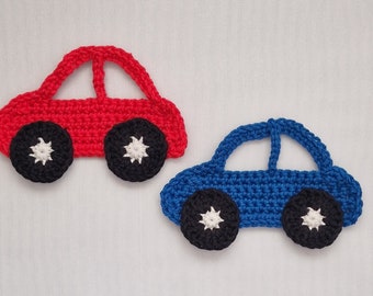 Car crocheted appliques x 2