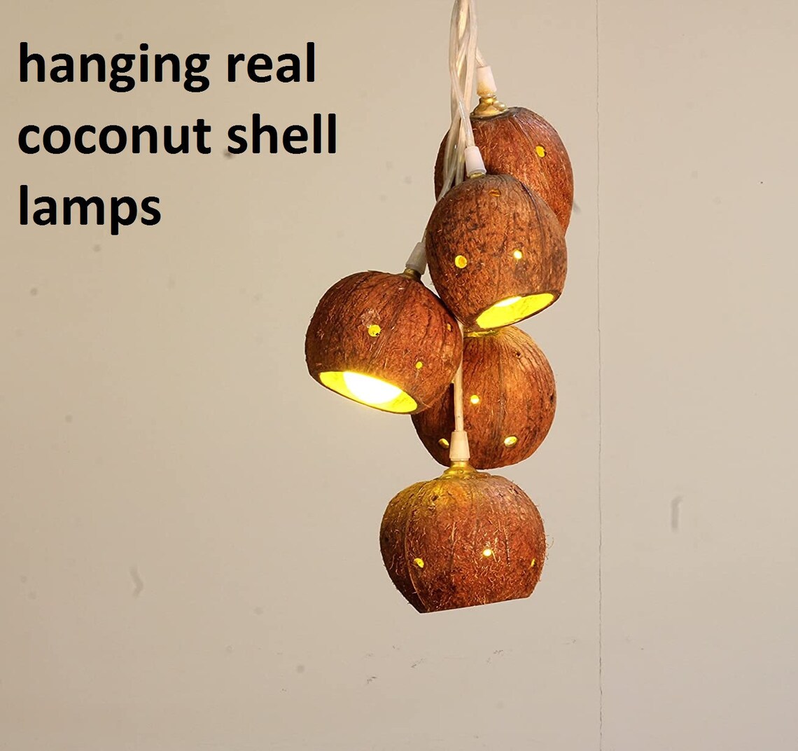 Hanging real coconut shell night lamp Etsy