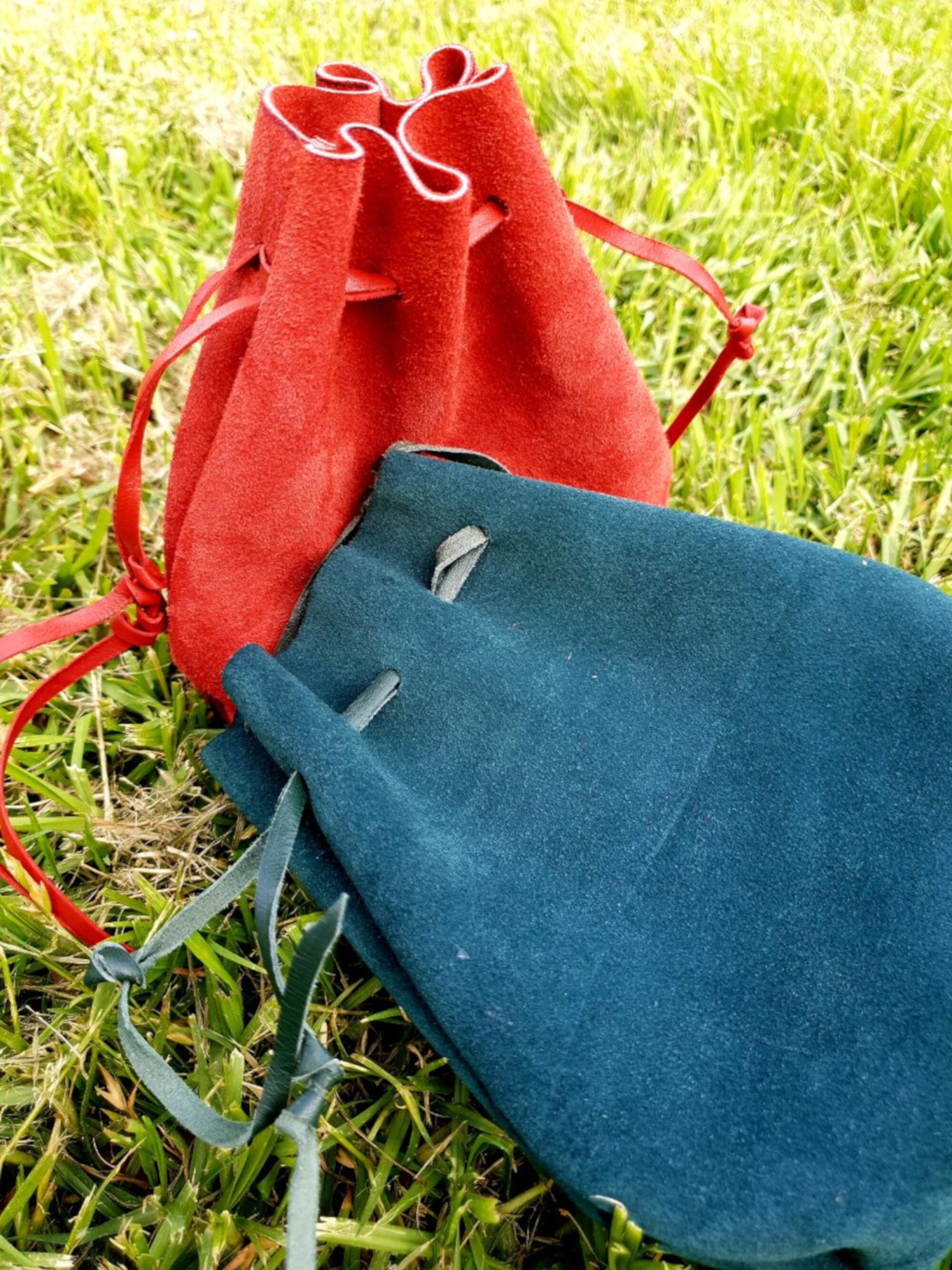 Details about   Handmade Leather Drawstring Pouch with Lobster Clip 