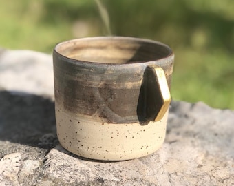 Moka & Gold handgemaakte mok voor lange koffie