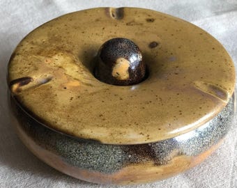 Handmade ceramic ashtray with lid
