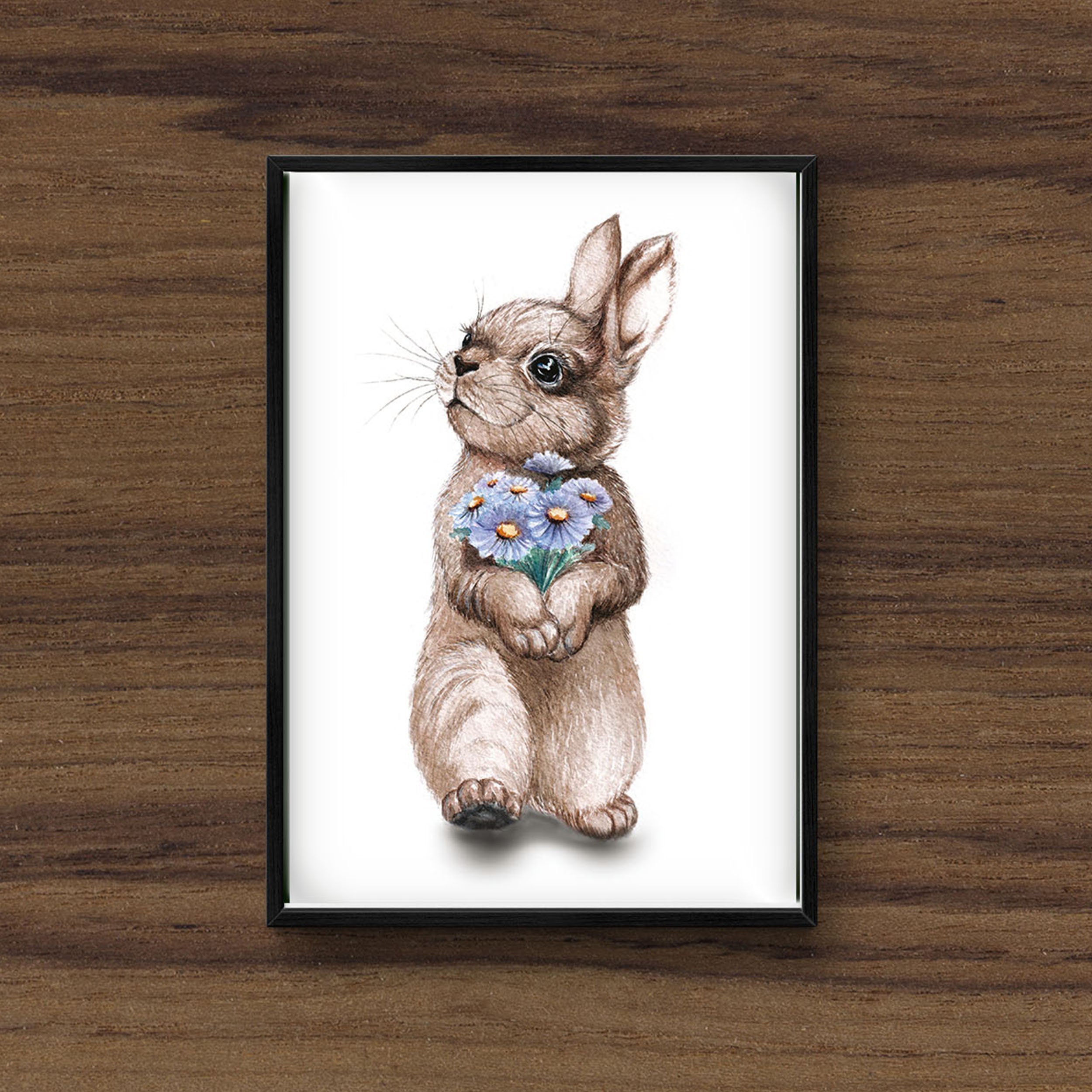 Bunny wall art Kids wall art watercolor animal print Etsy