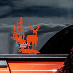 Buck in Woods Truck Decal, Hunter Decal, Hunter Sticker for Truck, Deer Hunting, Deer Hunting Antlers Decal Sticker For Trucks, Pickup Truck