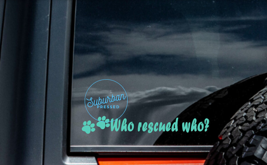 Aazon.co - Who Rescued Who Dog Cat Adopted Vinyl Sticker Car Decal (6...