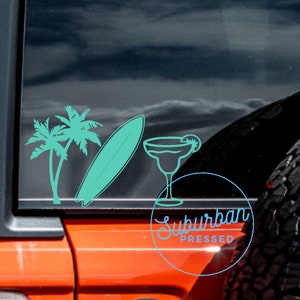 Beach Stickers, Beach Sticker for Car, Palm Tree Decal, Surfboard Decal, Margarita Decal, Paradise Stickers, Beach Paradise, Paradise Decals