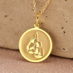 14k Solid Gold Boxing Gloves Necklace , Personalized Boxing Gloves Pendant , Fighter Jewelry , Kick Box Pendant , Boxer Charm ,Birthday gift