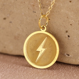 14k Solid Gold Lightning Bolt Pendant , Lightning Bolt , Lightning Jewelry , Thunder Pendant , Electric Charm ,Gold Jewelry , Birthday gift