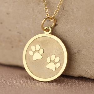 14k Solid Gold Dog Paw Pendant , Dog Necklace, Puppy Paw Gold Necklace , 14K Yellow Gold Pendant , Gift for Her,Pet Lover Gift,Pet Loss Gift