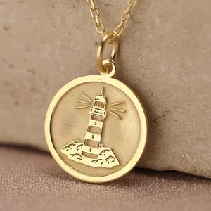 14k Solid Gold Lighthouse Slide Pendant , Lighthouse , Lighthouse Jewelry , Lighthouse Pendant , Gold Lighthouse ,Gold Jewelry,birthday gift