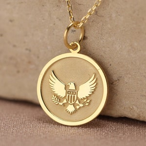 14k Solid Gold Eagle Necklace , Personalized Eagle Pendant , Hawk Gold Pendant , Gold Bird Necklace , Gold Eagle Jewelry , Birthday gift