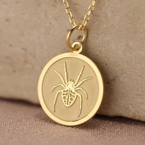 14k Solid Gold Spider Necklace , Personalized Spider Pendant , Animal Gold Pendant , Spider Charm , Tarantula Necklace , Birthday gift