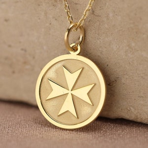 14k Solid Gold Maltese Cross Necklace , Personalized Maltese Cross Pendant, Protection Cross Necklace, Knights of Malta Cross ,Birthday Gift