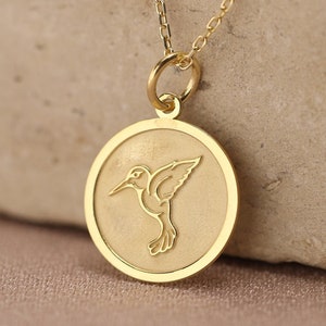 14k Solid Gold Hummingbird Necklace , Personalized Hummingbird pendant , Bird Hummingbird Jewelry ,necklace for gift , gift for mom
