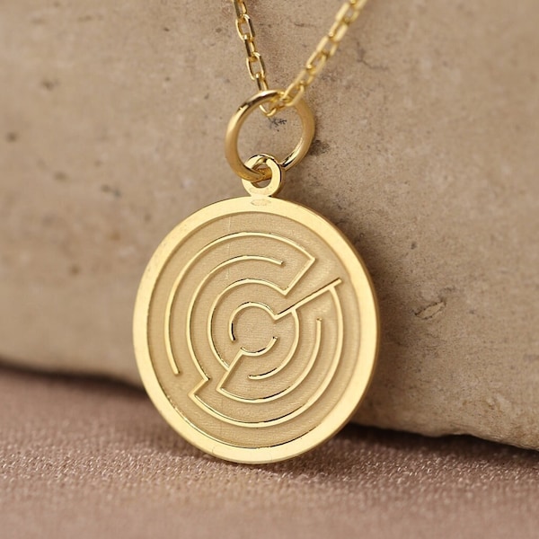 14k Solid Gold Maze Necklace , Pesronalized Labyrinth Pendant , Dainty Labyrinth Necklace, Gold Maze Charm Jewelry, Dainty Maze,Gift For Her