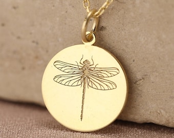 14k Solid Gold Dragonfly Hanger Ketting, Dragonfly Hanger, Minimalistische Gouden Ketting, Charm Hanger, Anniversary Gift, Woman Gift