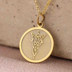 14k Solid Gold Evenstar Pendant , Elven Queen Necklace ,  Lord and Lady of The Ring, Elven Necklace , Elvish Name Pendant , Birthday gift