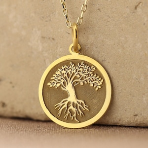 14k Solid Gold Tree of Life Necklace , Gold Tree Necklace , Personalized Tree of Life Pendant , Tree Necklace , Gift for Her , Tree Mom Gift