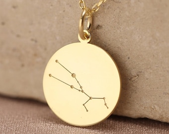 14k Solid Gold Stier Celestial Constellation Halskette, personalisierte Solid Gold Stier Anhänger, Astrologie Halskette, Geburtstagsgeschenk