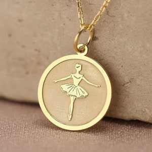 14k Solid Gold Ballerina Necklace , Ballet Dancer Pendant , Ballerina Jewelry , Personalized Ballerina Pendant ,Ballet , Birthday gift