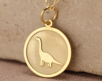 14k Solid Gold Dinosaur Necklace , Personalized Dino Pendant , Everyday Jewelry , Real Gold , Symbol of Strength , Birthday gift